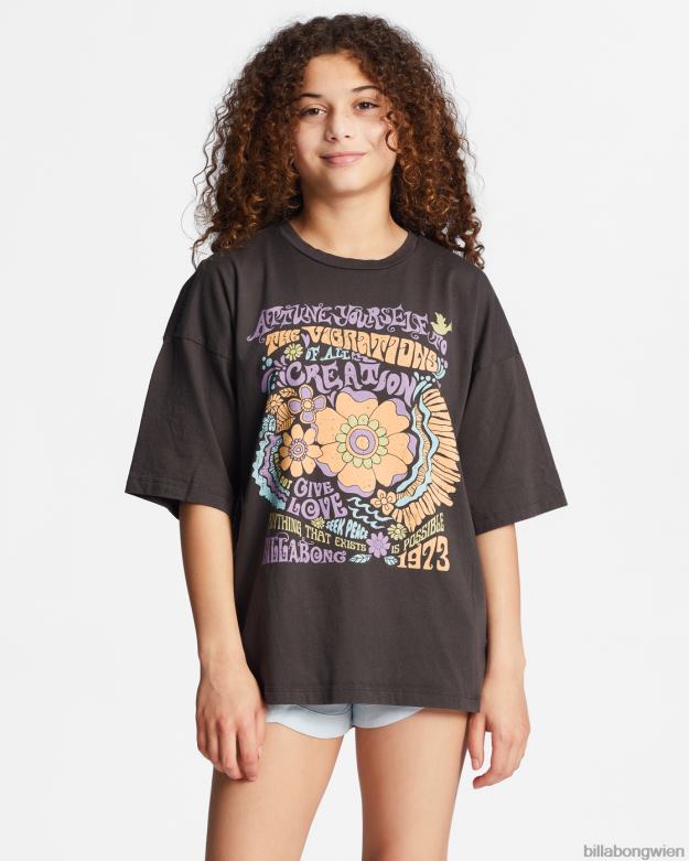 Billabong Clothing 00V682685 | Billabong 4-16 übergroßes T-Shirt mit kosmischer Reise aus schwarz Mädchen