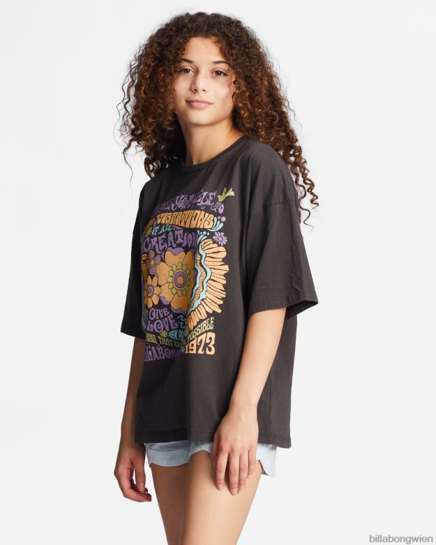 Billabong Clothing 00V682685 | Billabong 4-16 übergroßes T-Shirt mit kosmischer Reise aus schwarz Mädchen